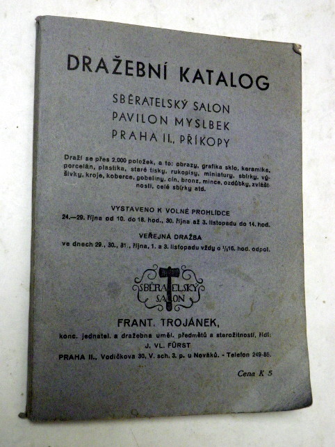 DRAŽEBNÍ KATALOG SBĚRATELSKÝ SALON PAVILON MYSLBEK 1941
