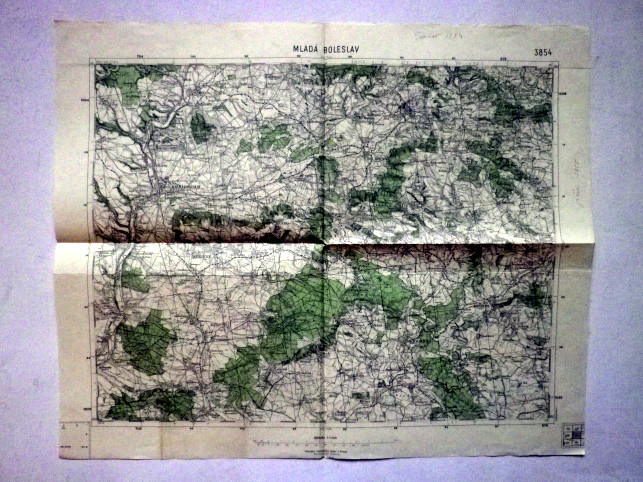 MLADÁ BOLESLAV - MAPA 3854 VOJENSKÝ  ZEMĚPISNÝ ÚSTAV V PRAZE