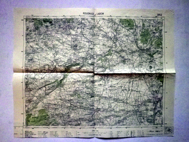 ROUDNICE NAD LABEM - MAPA 3852 VOJENSKÝ  ZEMĚPISNÝ ÚSTAV V PRAZE