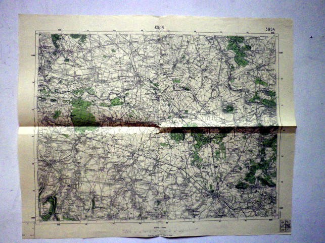 KOLÍN - MAPA 3954 VOJENSKÝ  ZEMĚPISNÝ ÚSTAV V PRAZE