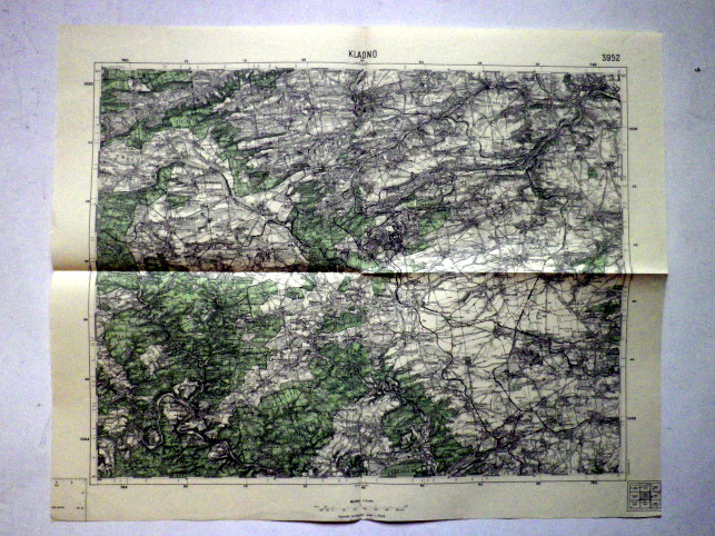 KLADNO - MAPA 3952 VOJENSKÝ  ZEMĚPISNÝ ÚSTAV V PRAZE