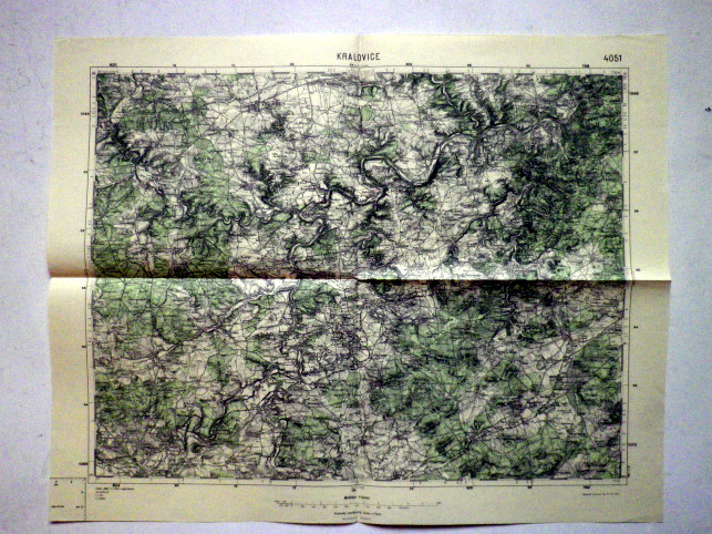 KRALOVICE - MAPA 4051 VOJENSKÝ  ZEMĚPISNÝ ÚSTAV V PRAZE