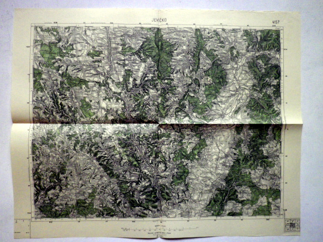 JEVÍČKO - MAPA 4157 VOJENSKÝ  ZEMĚPISNÝ ÚSTAV V PRAZE