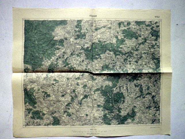 PŘÍBRAM - MAPA 4152 VOJENSKÝ  ZEMĚPISNÝ ÚSTAV V PRAZE