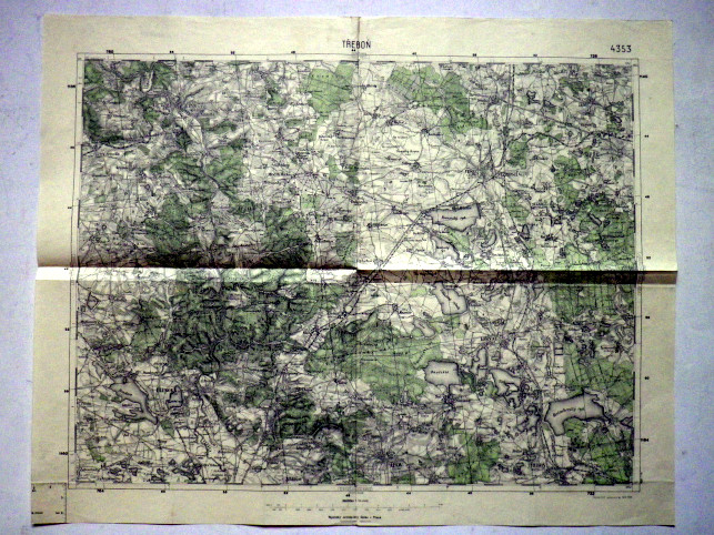 TŘEBOŇ - MAPA 4353 VOJENSKÝ  ZEMĚPISNÝ ÚSTAV V PRAZE