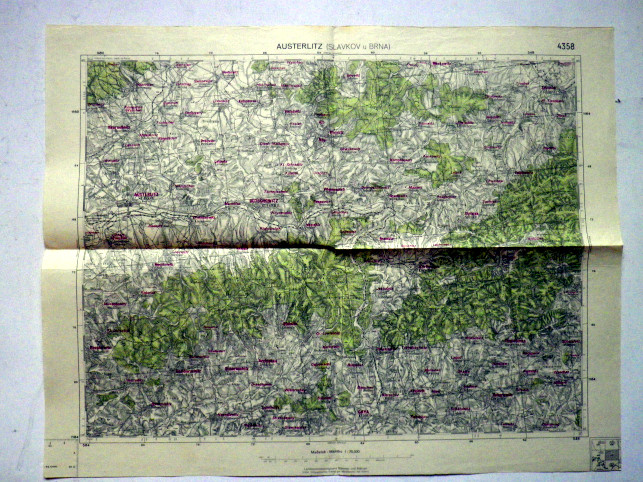 SLAVKOV U BRNA - MAPA 4358 VOJENSKÝ  ZEMĚPISNÝ ÚSTAV V PRAZE