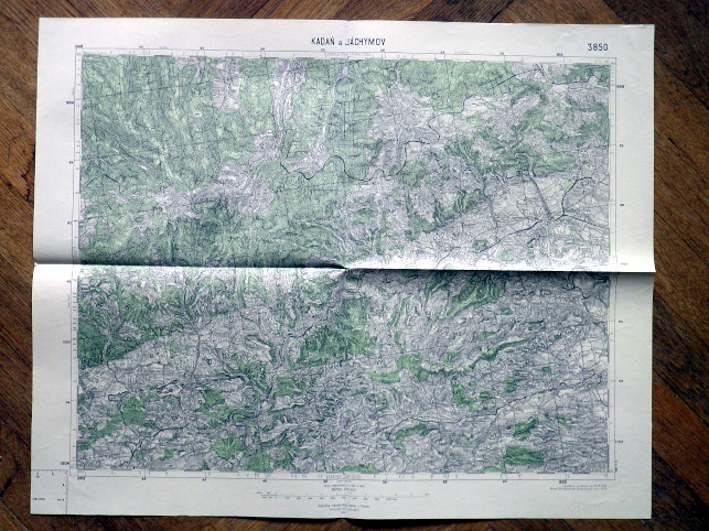 KADAŇ A JÁCHYMOV - MAPA 3850 VOJENSKÝ ZEMĚPISNÝ ÚSTAV V PRAZE