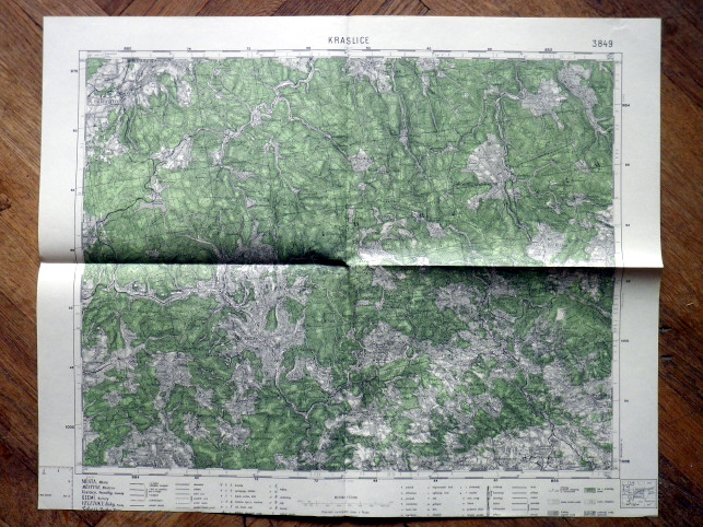 KRASLICE - MAPA 3849 VOJENSKÝ ZEMĚPISNÝ ÚSTAV V PRAZE