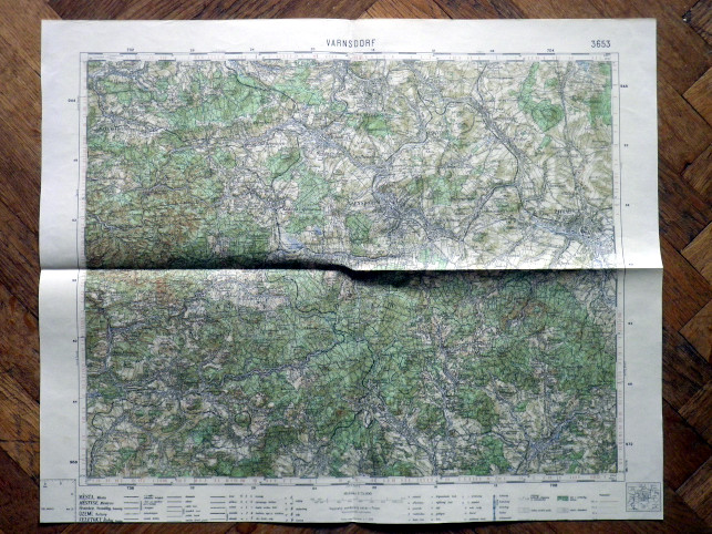 VARNSDORF - MAPA 3653 VOJENSKÝ ZEMĚPISNÝ ÚSTAV V PRAZE