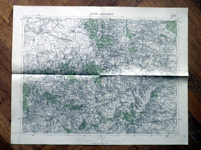 VALTICE A CISTELBACH - MAPA 4557 VOJENSKÝ ZEMĚPISNÝ ÚSTAV V PRAZE