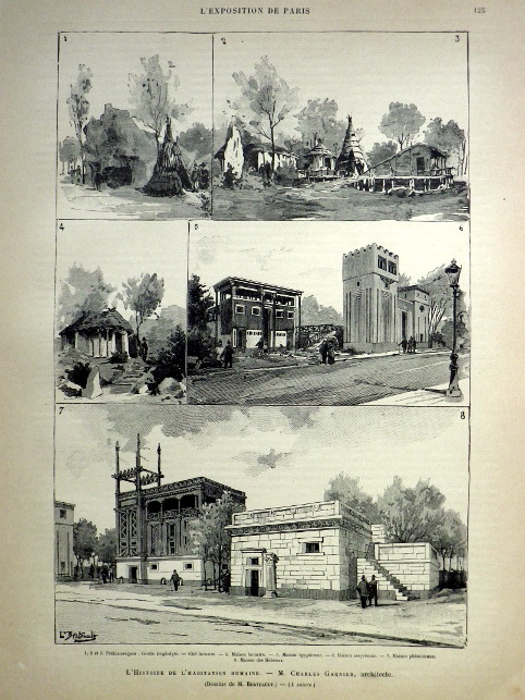 OCELORYT PAŘÍŽ 1889 L'HISTOIRE DE L'HABITATION HUMAINE