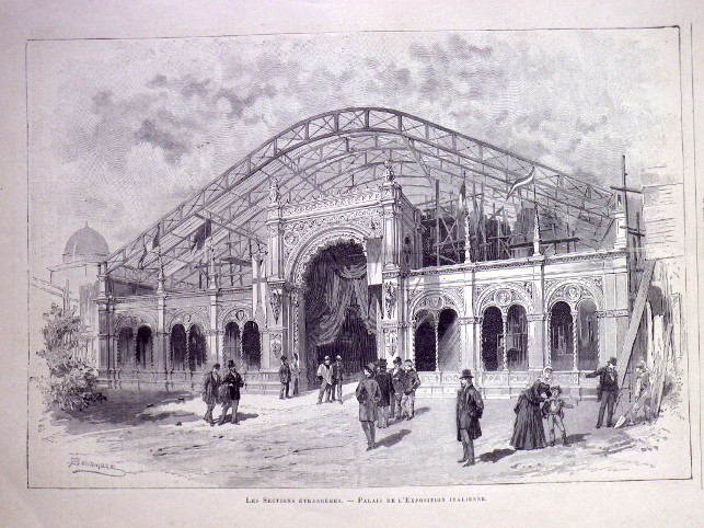 OCELORYT PAŘÍŽ 1889 PALAIS DE L'EXPOSITION ITALIENNE