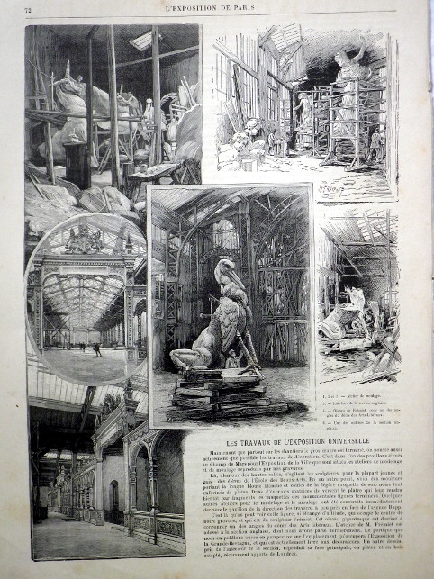 OCELORYT PAŘÍŽ 1889 LES TRAVAUX DE L'ÉXPOSITION